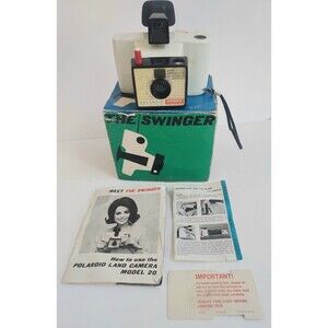 Vintage 1967 Polaroid Land Camera Model 20 The Swinger - Original Box & Manual